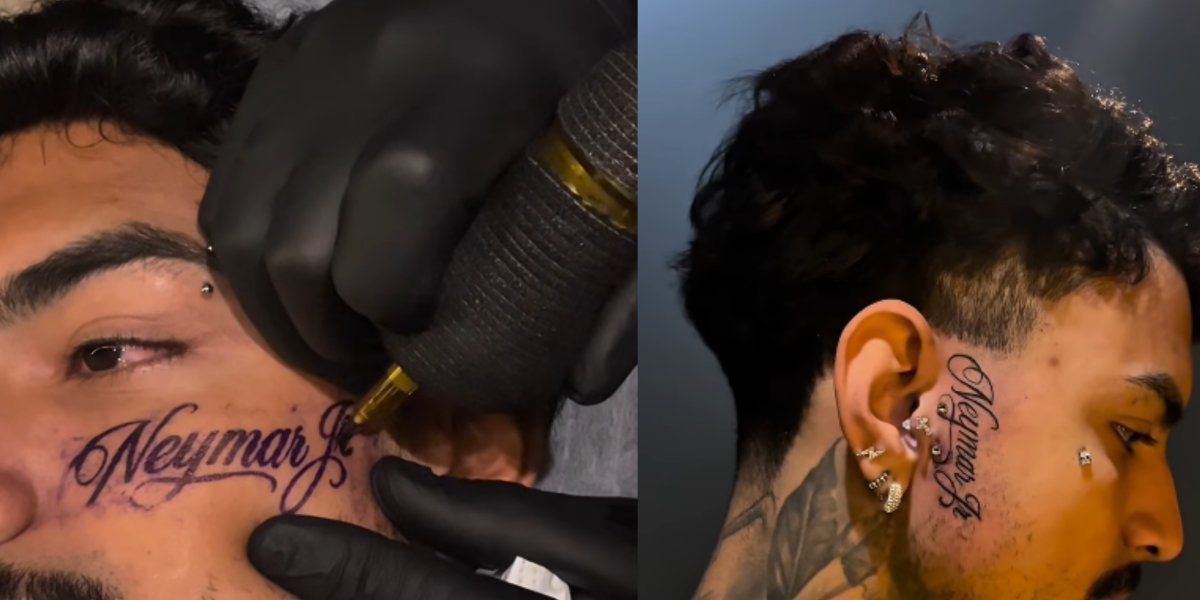 Jovem de 22 anos tatua "Neymar Jr' em seu rosto após o atleta ser convocado pra Copa do Mundo