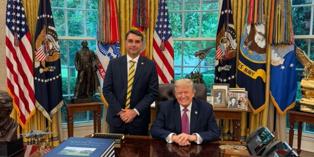 Durante reunião, Flávio Bolsonaro diz ter pedido a Trump que PCC e CV sejam tratados como organizações terroristas