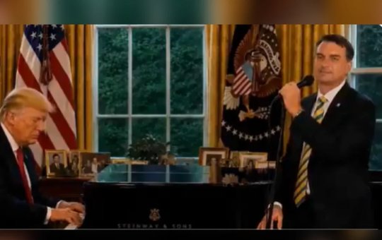 Eduardo Bolsonaro publica vídeo feito por IA com Flávio cantando ao lado de Trump e Lula na janela