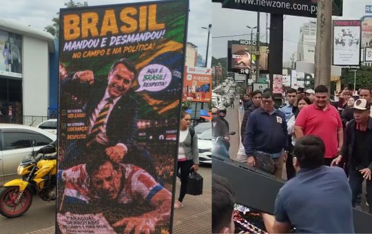 Telões com montagem de Jair Bolsonaro agredindo jogador causam revolta no Paraguai