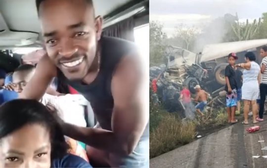 Vídeo mostra os últimos momentos de família vítima de colisão de van com caminhão na Bahia