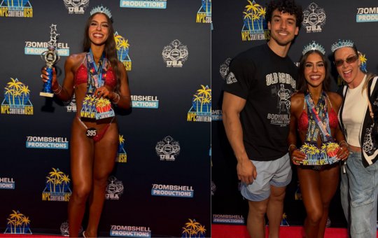 Nora de Carla Perez e Xanddy conquista título em estreia no fisiculturismo