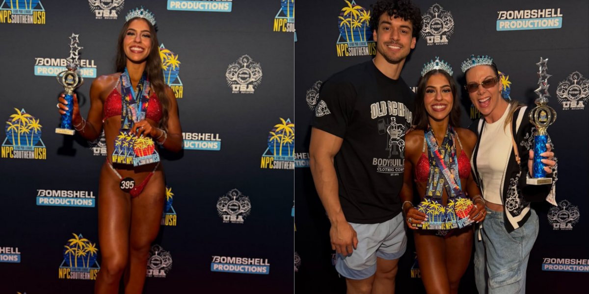 Nora de Carla Perez e Xanddy conquista título em estreia no fisiculturismo