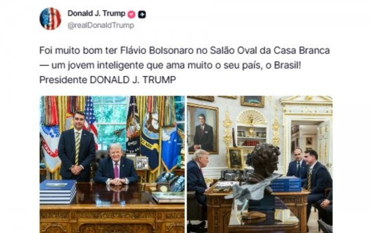 Trump elogia Flávio Bolsonaro após encontro na Casa Branca: “Um homem muito bom”