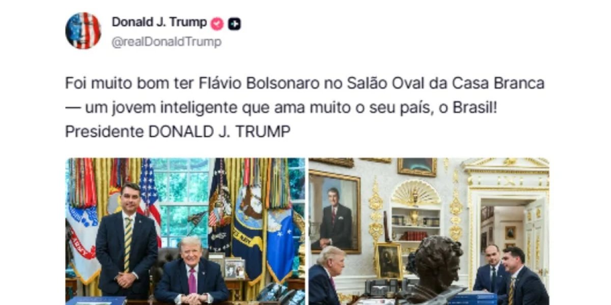 Trump elogia Flávio Bolsonaro após encontro na Casa Branca: “Um homem muito bom”
