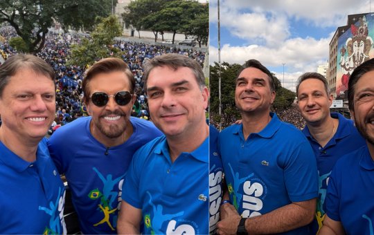 “O mundo do mal vai ser expulso do governo”: diz Flávio Bolsonaro na Marcha para Jesus em São Paulo