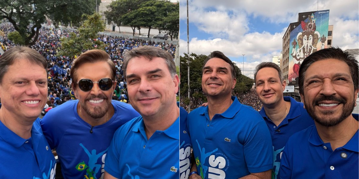 “O mundo do mal vai ser expulso do governo”: diz Flávio Bolsonaro na Marcha para Jesus em São Paulo