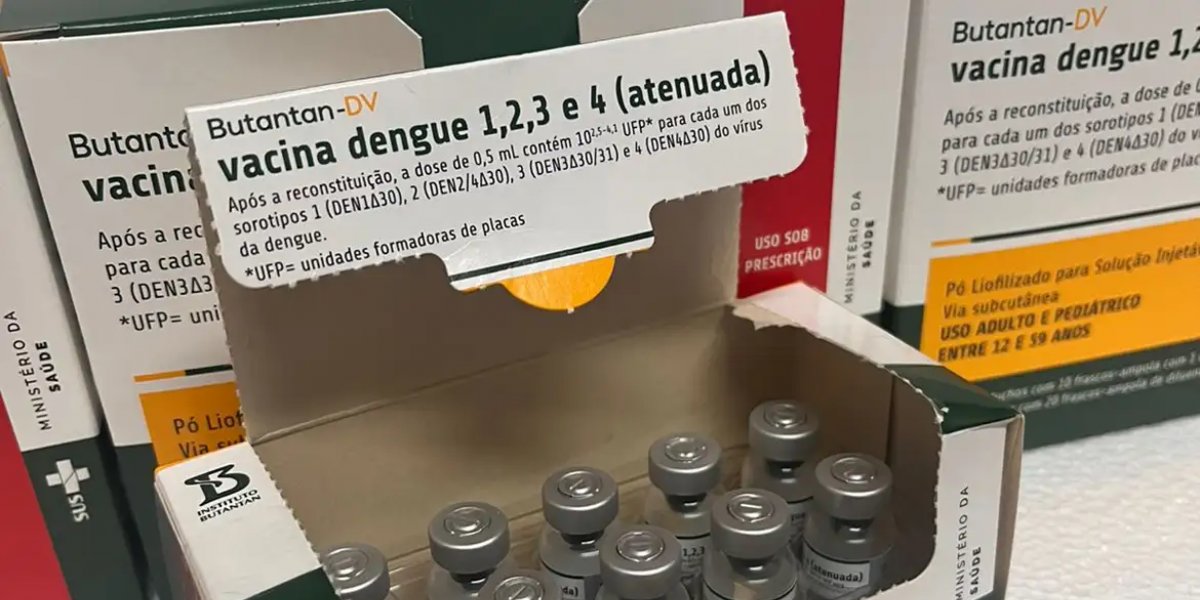 Caixa com vacinas 1, 2, 3 e 4 para dengue