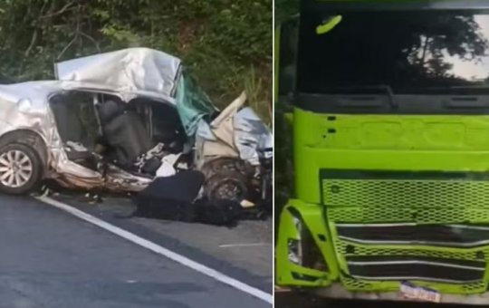 Três pessoas morrem após grave acidente entre carro e caminhão no interior da Bahia