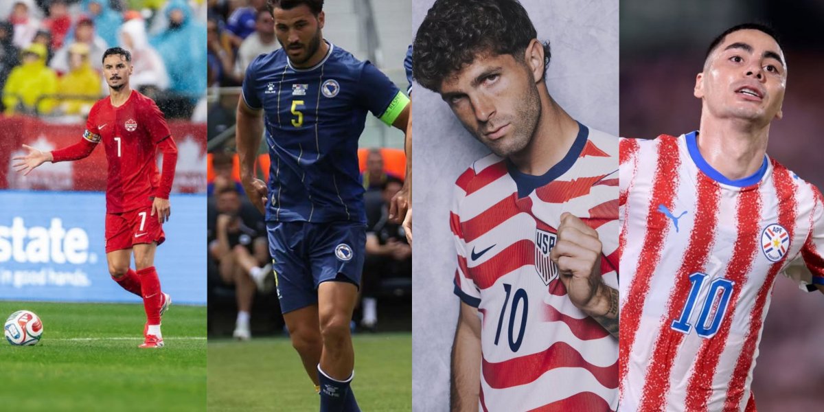 Eustáquio (Canadá), Kolasinac (Bósnia e Herzegovina), Pulisic (Estados Unidos) e Miguel Almirón (Paraguai)