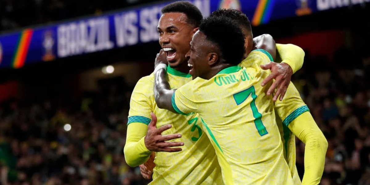 Fim do primeiro tempo: Brasil reage após susto e empata com gol de Vini Jr. na estreia da Copa