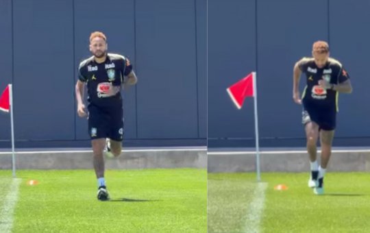 Neymar vai a campo com a Seleção e dá mais um passo na recuperação durante a Copa