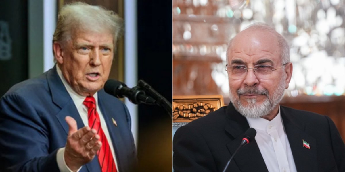Presiedente americano Donald Trump e o presidente do parlamento iraniano Mohammad Bagher Ghalibaf.