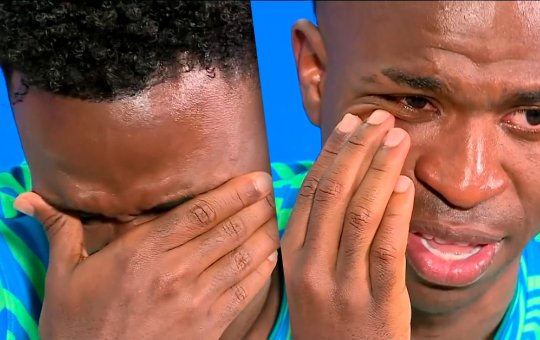 Vini Jr. chora ao ouvir mensagem emocionante da avó no Domingão
