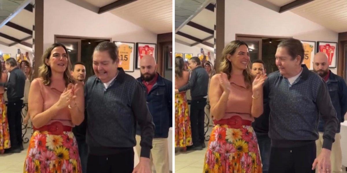 Em rara aparição, Faustão surge sorridente em comemoração de aniversário da esposa