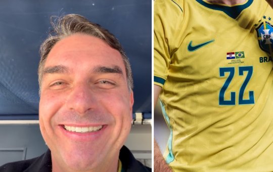 Após vitória do Brasil, Flávio Bolsonaro brinca: "Queria falar nada, mas foi o 22 que salvou o Brasil"