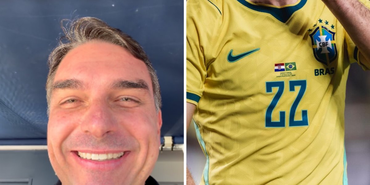 Após vitória do Brasil, Flávio Bolsonaro brinca: "Queria falar nada, mas foi o 22 que salvou o Brasil"