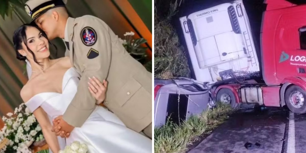 Esposa morre e PM fica gravemente ferido após colisão entre carro e carreta na Bahia