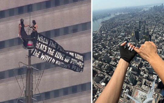 Casal escala Empire State Building, estende faixa pela paz e acaba preso nos EUA