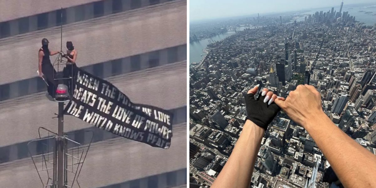 Casal escala Empire State Building, estende faixa pela paz e acaba preso nos EUA