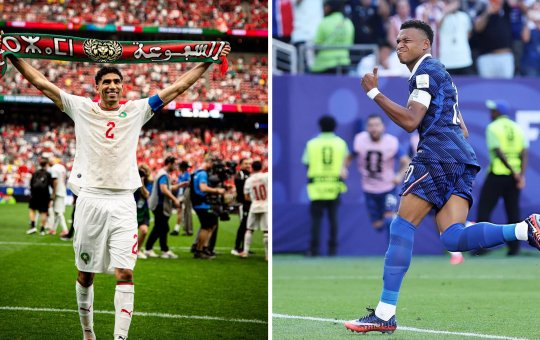 Hakimi, lateral marroquino e Mbappé, craque francês