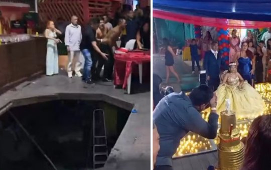Piso de casa de eventos cede durante festa de 15 anos, deixando pessoas feridas