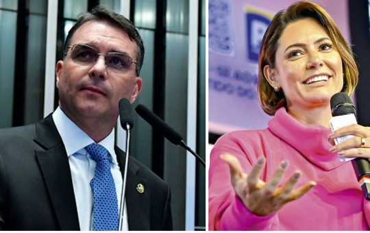 Flávio declara que Michelle Bolsonaro entrará na campanha no "tempo dela"