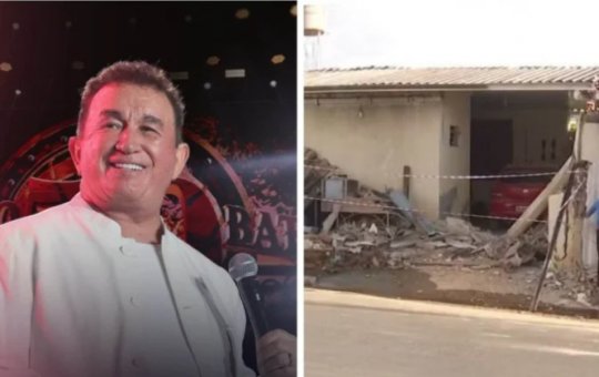 Caminhão da equipe de Amado Batista perde o controle e atinge imóveis em Goiânia