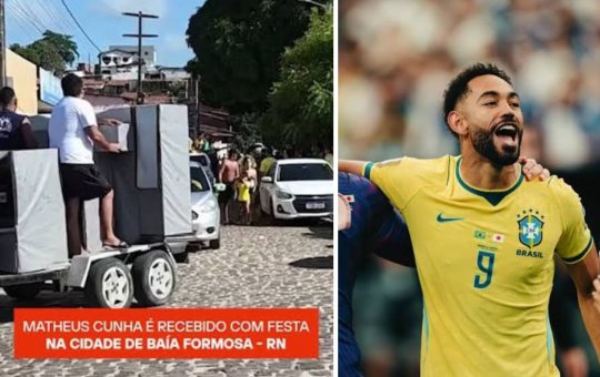 Matheus Cunha recebe festa e homenagens ao retornar para casa após a Copa do Mundo
