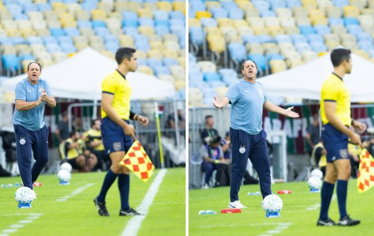 Rogério Ceni se irrita com arbitragem em derrota do Bahia contra o Fluminense: 'A gente vem para ser otário'