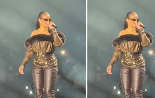 Rihanna faz retorno surpresa aos palcos em show de Jay-Z e brinca: “Estou meio enferrujada”