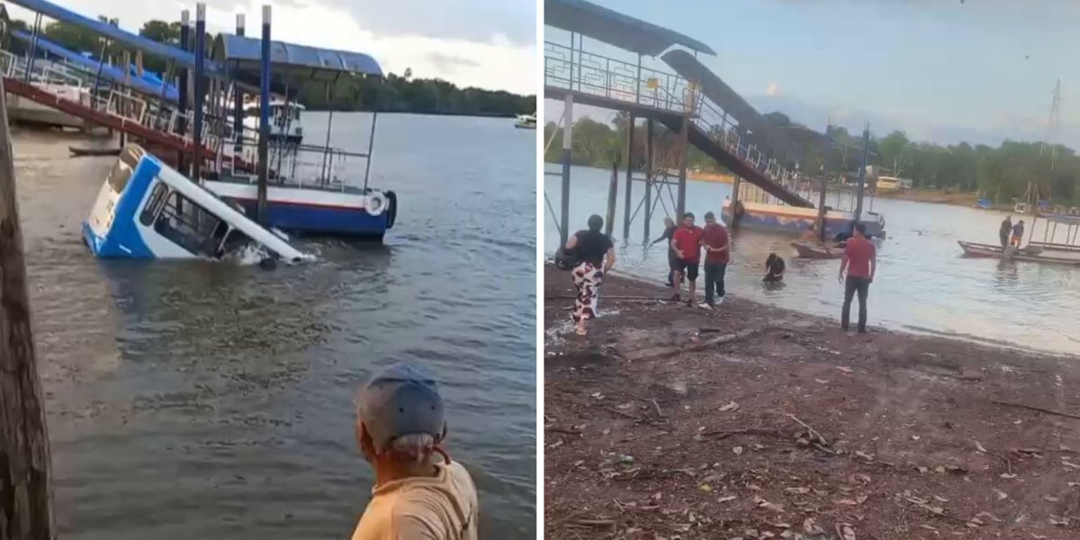 Vídeo: Ônibus afunda em rio após motorista perder controle no Pará