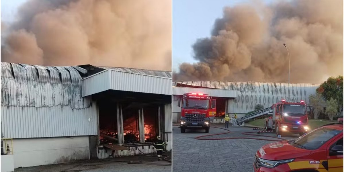 Incêndio de grande proporção atinge fábrica de moda em Itajaí