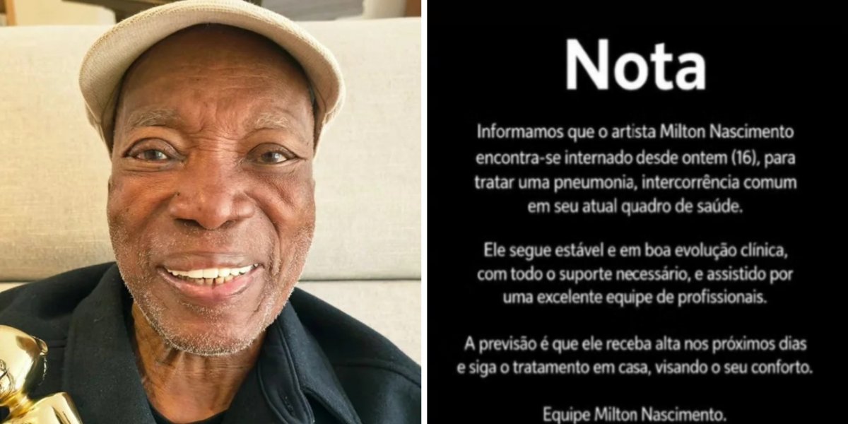 Milton Nascimento é internado para tratar pneumonia; quadro de saúde é estável