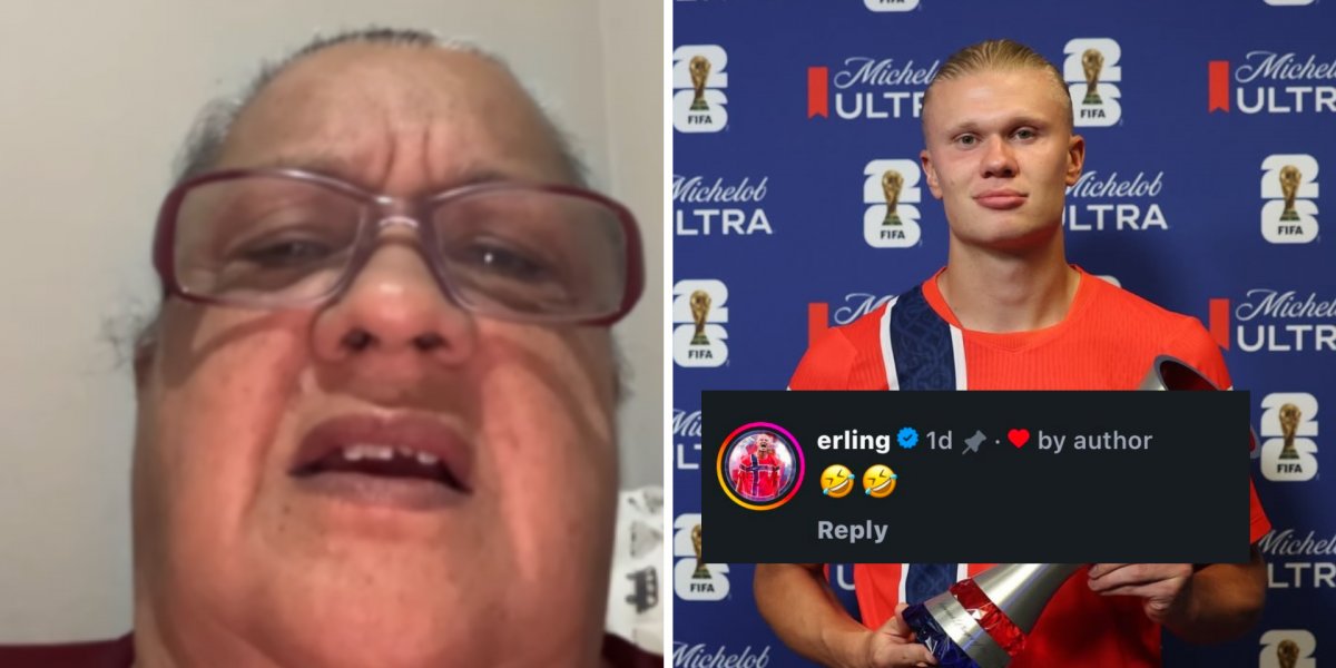 Haaland reage a vídeo de idosa tentando pronunciar seu nome e diverte a web