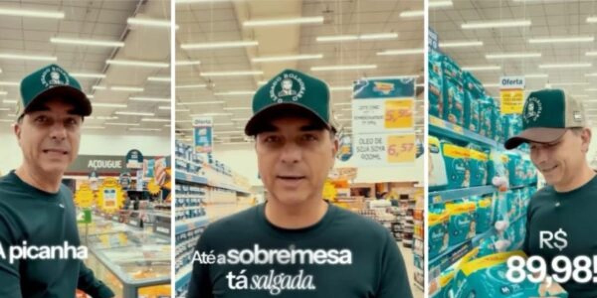 Flávio Bolsonaro vai ao supermercado, compara preços e critica custo de vida no governo Lula