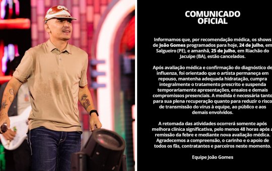 Após internação em hospital, João Gomes cancela apresentação na Bahia