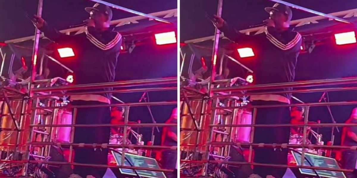 Márcio Victor se irrita em show após homem jogar gelo no trio: 'Mete no seu c*'