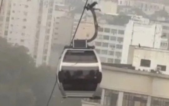 Vídeo mostra Teleférico balançando com passageiros durante forte ventania no Rio de Janeiro