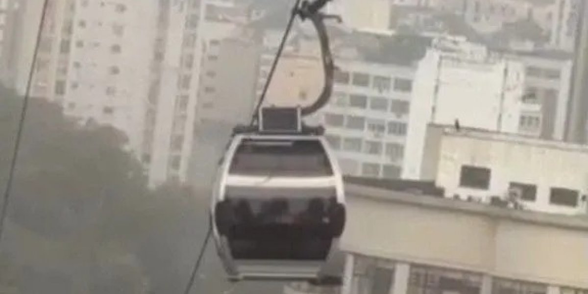 Vídeo mostra Teleférico balançando com passageiros durante forte ventania no Rio de Janeiro