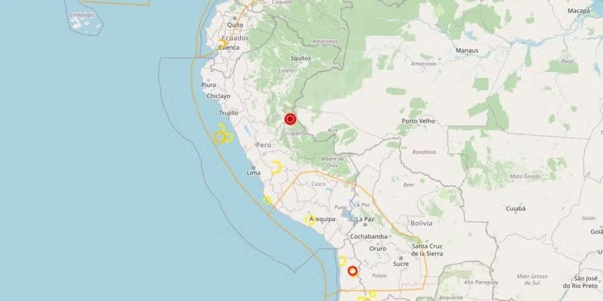 Terremoto de magnitude 5,6 atinge região próxima à fronteira entre Peru e Brasil