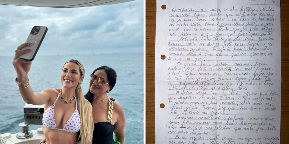 Mãe de Deolane mostra carta escrita pela influenciadora na prisão: "Esse mal é para o bem"