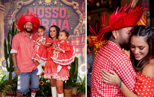 Neymar e Bruna Biancardi realizam festa junina fora de época em mansão no Guarujá
