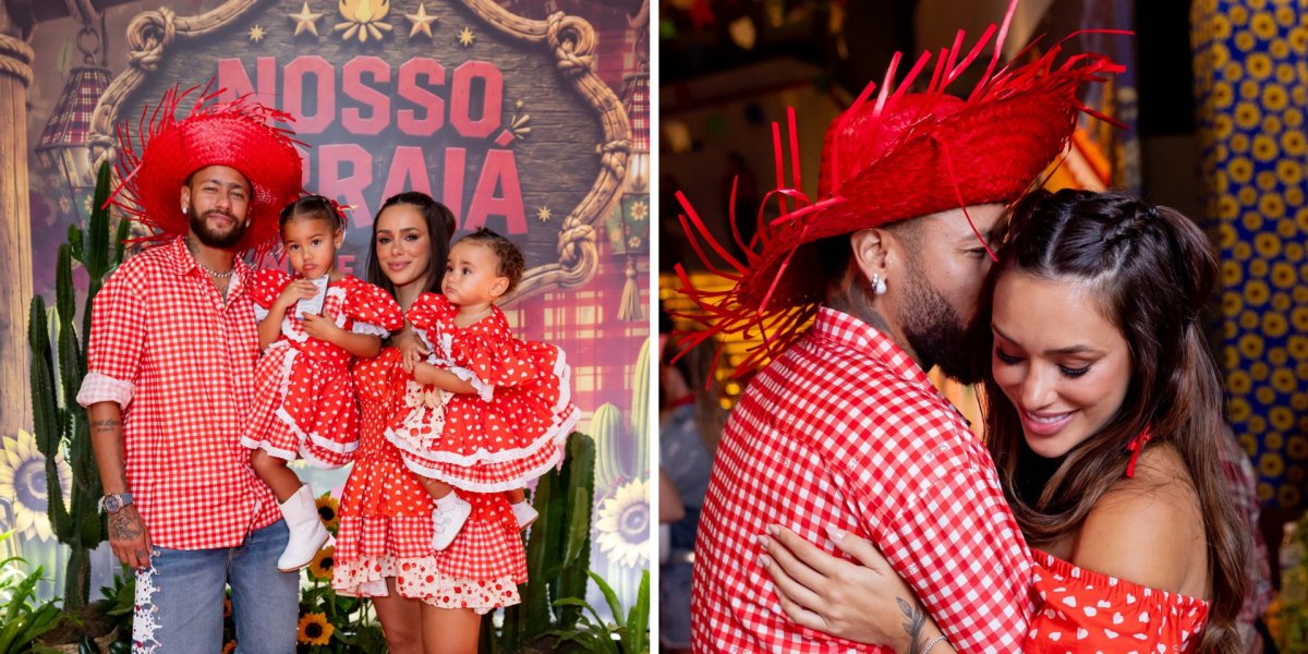 Neymar e Bruna Biancardi realizam festa junina fora de época em mansão no Guarujá