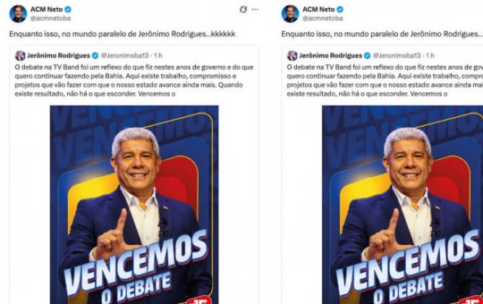 “Mundo paralelo”: ACM Neto ironiza Jerônimo após governador afirmar que venceu debate