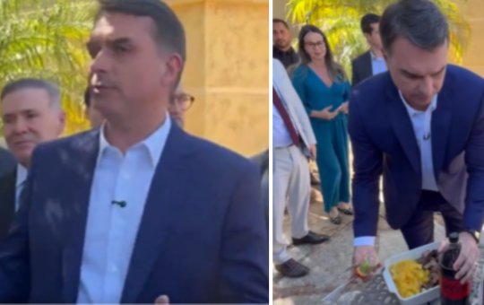Flávio Bolsonaro serve churrasco a jornalistas e critica decisão de Moraes sobre fonte
