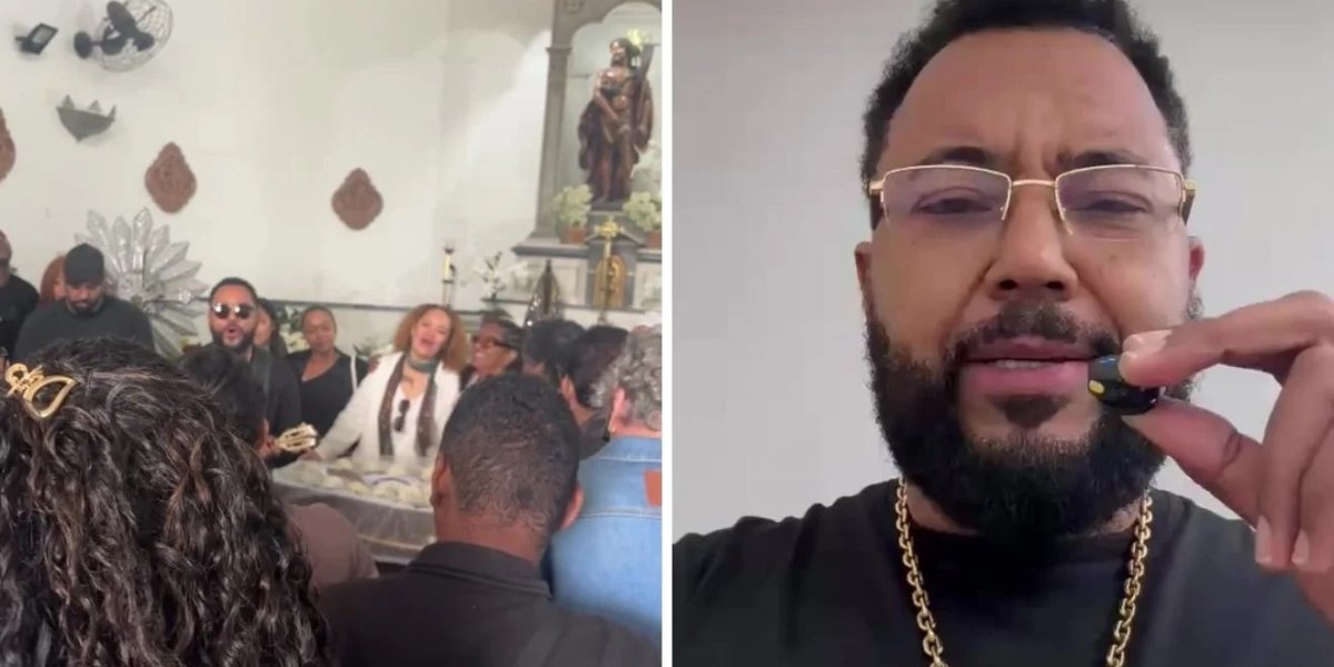 Dudu Nobre canta samba ao lado de familiares durante velório da mãe
