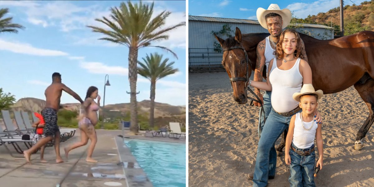 Rapper americano é filmado chutando esposa grávida dentro de piscina