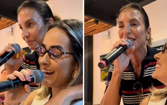 Ivete Sangalo faz apresentação surpresa com banda de pagode em restaurante de Salvador