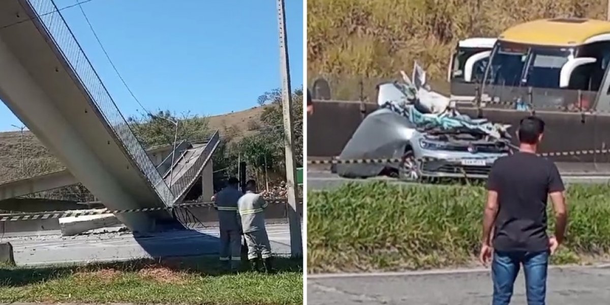 Passarela desaba após ser atingida por caminhão e deixa dois mortos em São Paulo